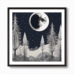 Moon And Forest  Art Print