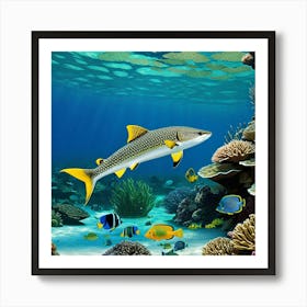 Sharks And Corals Art Print