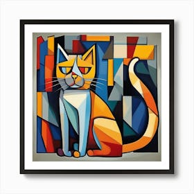 Cat Cubism Style Art Print