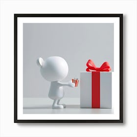 Gift Box With Red Ribbon Art Print