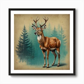 Deer In The Forest 21 Art Print