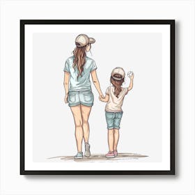 Mother And Daughter Holding Hands Art Print