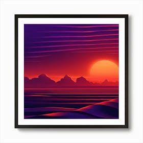 Abstract Sunset, Colors Deep Orange , Sun set attracting color of art Art Print