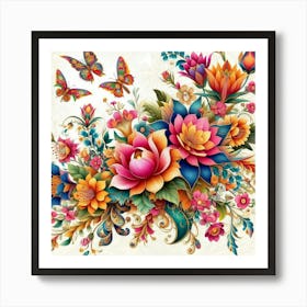 Asian Flower Painting Art Print