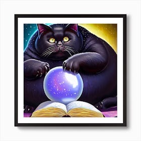 Black Cat With Crystal Ball 7 Art Print