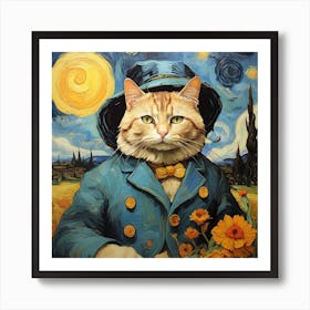 Van Gogh style, Cats 1 Art Print