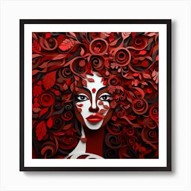 Red Woman With Red Hair Art Print