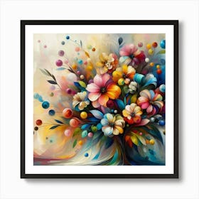 Flowers oil painting abstract painting art 3 Art Print