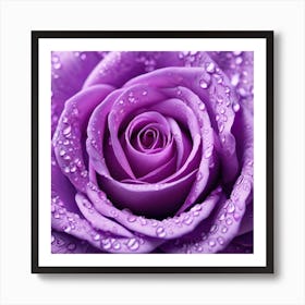 Purple Rose With Water Droplets 4 Art Print