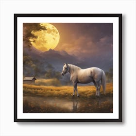 Full Moon Horse Art Print