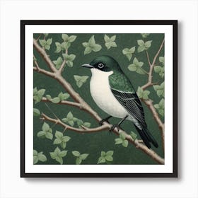 Ohara Koson Inspired Bird Painting European Robin 1 Square Art Print