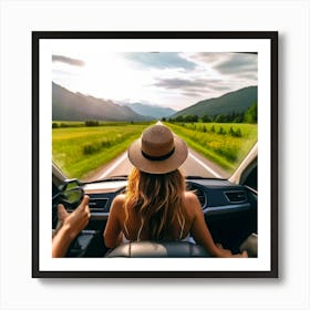 Vacation Drive Journey Tour Tourism Drone Route Enjoy People Happy Friends Female Down S (2) Art Print