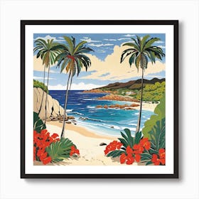 Tropical Beach Scene Art Print