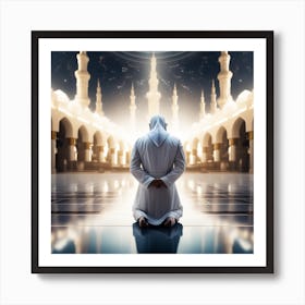 Muslim Man Praying In Mosque 1 Art Print