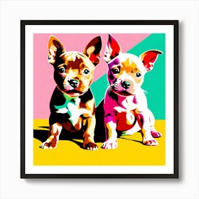 Staffordshire Bull Terrier Pups, This Contemporary art brings POP Art and Flat Vector Art Together, Colorful Art, Animal Art, Home Decor, Kids Room Decor, Puppy Bank - 143rd Art Print