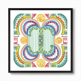 Abstract Traditional Egyptian Nubian Colorful Doodles Artwork Art Print