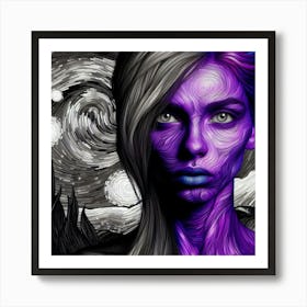 Purple Starry Night Art Print