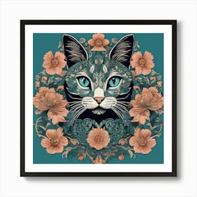 william Cat With Flowers Art Print