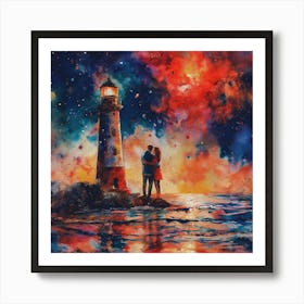 Lighthouse Romance Art Print