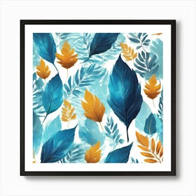 ocean blue leafs art Art Print