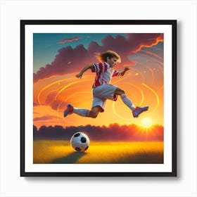 Soccer Player Kicking A Soccer Ball 1 Art Print