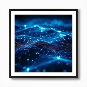 An Abstract Intricate Network Design Glowing With Intense Blue Astounding Waves Coursing Through C Art Print