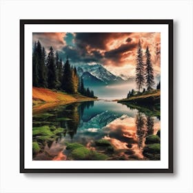 Sunset In The Mountains Art Print