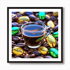 Coffee Beans And Easter Eggs Art Print