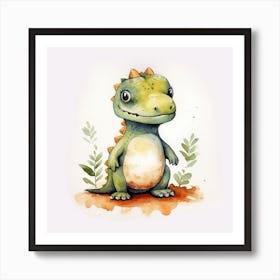 Cute Dinosaur Watercolor Painting Art Print