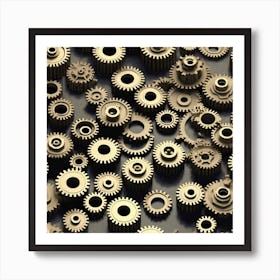 Realistic Gear Flat Surface Pattern For Background Use Isometric Digital Art Smog Pollution Tox (3) Art Print