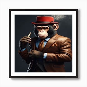 Monkey Smoking A Cigarette Art Print