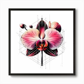 Orchid Blossom - Abstract Line Art Illustration 88 Art Print