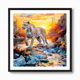 Leopard At Sunset Art Print