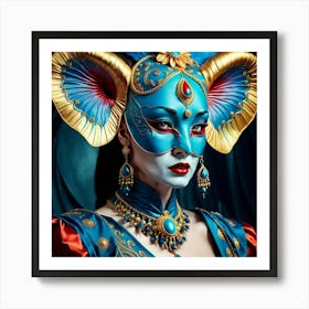 Beautiful Woman In A Mask 4 Art Print