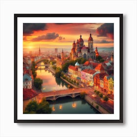 Sunset In Czech Republic 2 Art Print