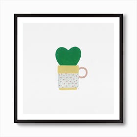 Hoya Heart Plant Coffee Cup Painting Art Print
