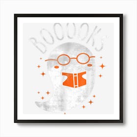 Cute Ghost Book Reading Halloween Teacher Reading Fans Art Print