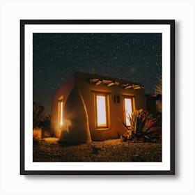 Adobe House At Night Art Print