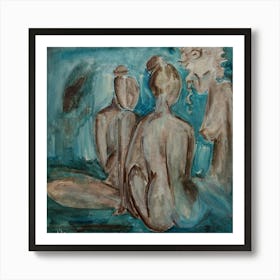 Wall Art with Three Graces/ Nude Painting Art Art Print