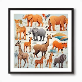 Set Of African Animals Art Print