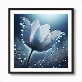 White Flower With Water Droplets Art Print