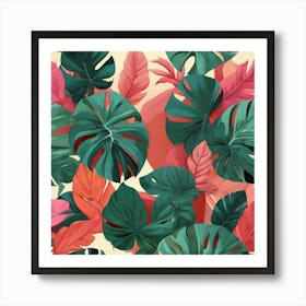 Aesthetic style, Abstraction with tropical leaf 17 Art Print