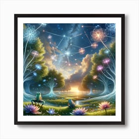 Quantum Serenity: Cosmic Whispers in the Enchanted Grove Art Print