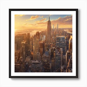 Sunset In New York City Art Print