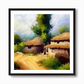 Huts In The Village 1 Art Print
