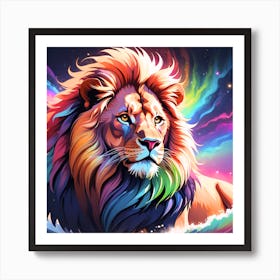 Rainbow Lion Art Print