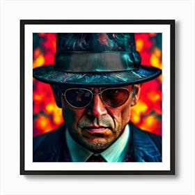 Watercolor Mafia Mob Boss Studio Photography Complex Details High Detail Art Print