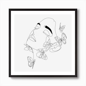 Butterfly Face Line art 1 Art Print