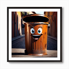 Happy Garbage Can Art Print