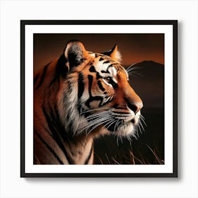 Firefly Minimalist Silhouette Of A Royal Bengal Tiger 1622 (2) Art Print